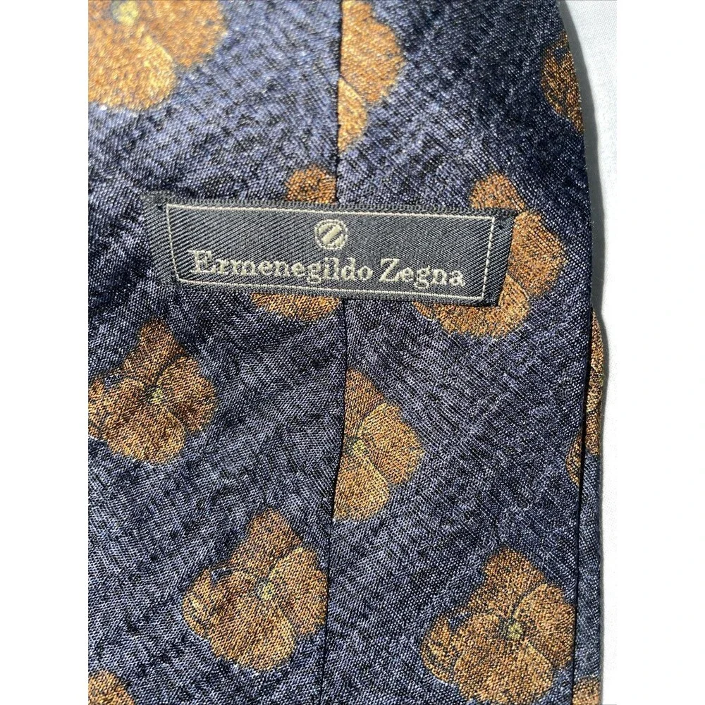 Ermenegildo Zegna Men’s Dress Tie Size 56” 3.75” Blue Floral Business Formal
